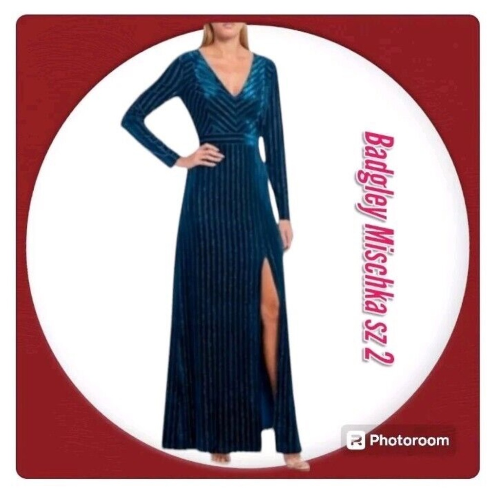 Badgley Mischka Belle Velvet Formal Gown Size 2